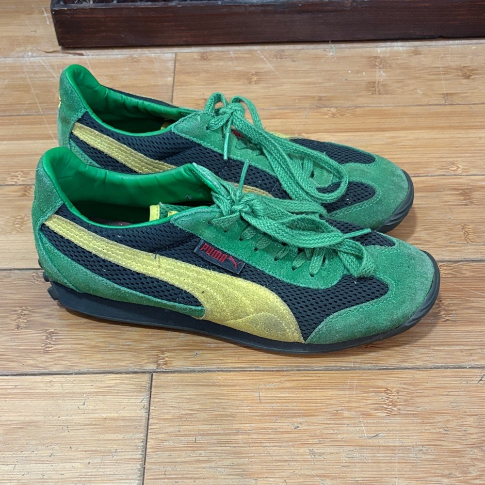 Puma Green and Gold Men's Sneakers